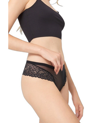 Cottonhill Γυναικείο Sexy String με Δαντέλα Μαύρο CH4562