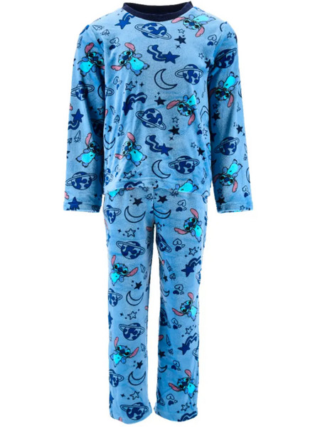 Super Heroes Lilo & Stitch Παιδική Πιτζάμα Fleece Χειμωνιάτικη Γαλάζια HY20100