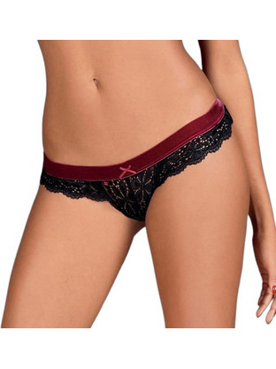 Obsessive Rossita Γυναικείο Sexy String με Δαντέλα Μαύρο Κόκκινο