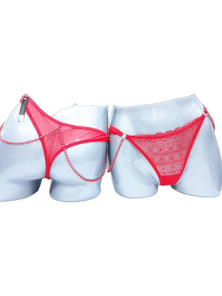 Cottonhill Γυναικείο Sexy String με Δαντέλα Κόκκινο CONSX6-2