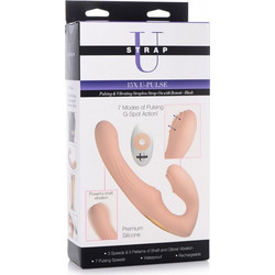 Strap U Pulse Strapless Strap On με Διπλό Dildo 23cm & Δόνηση Flesh