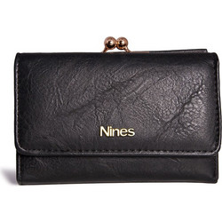 Nines Μεγάλο Γυναικείο Πορτοφόλι με Clip & Clasp Navy Μπλε 20681-L9