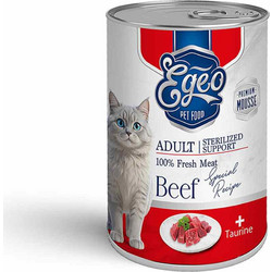 Egeo Pet Food Adult Sterilised Grain Free Mousse with Beef & Taurine 375gr