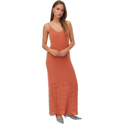 Vero Moda Maxi Καλοκαιρινό Καθημερινό Φόρεμα Πλεκτό Πορτοκαλί 10342606