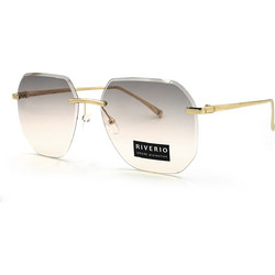 RV8032-1 Ανδρικά Γυαλιά Ηλίου Aviator Μεταλλικά Χρυσά με Καφέ Φακό