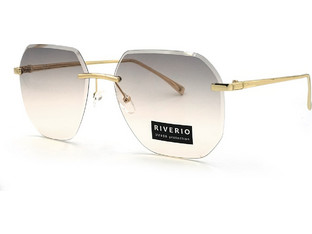 RV8032-1 Ανδρικά Γυαλιά Ηλίου Aviator Μεταλλικά Χρυσά με Καφέ Φακό