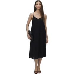 Vero Moda Midi Καλοκαιρινό Καθημερινό Φόρεμα Μεταξωτό Μαύρο 10340519
