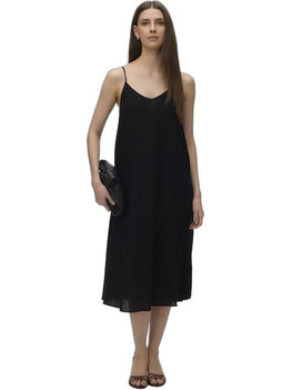 Vero Moda Midi Καλοκαιρινό Καθημερινό Φόρεμα Μεταξωτό Μαύρο 10340519