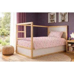 Dimcol Σετ Παιδικά Σεντόνια Μονά Βαμβακερά 160x240 Rabbit Garden 585 Pink 3τμχ