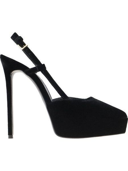 Haralas Γόβες Suede Slingback με Τακούνι Στιλέτο με Φιάπα Μαύρες 9016