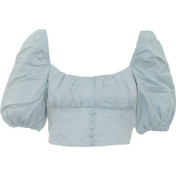 Free People Γυναικείο Καλοκαιρινό Crop Top Γαλάζιο OB920117