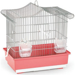 Domus Molinari Carina Color Cromo Κλουβί Πτηνών Ασημί Ροζ 40x24x41cm
