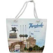 Tradesor Thessaloniki Υφασμάτινη Τσάντα Θαλάσσης Ώμου Λευκή 37x48cm 871926