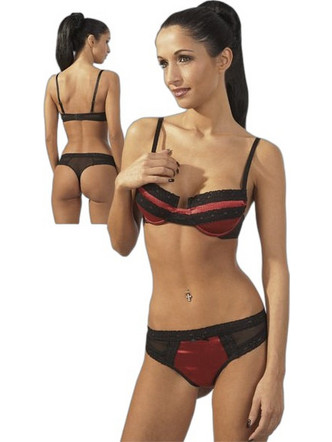 Cottelli Σετ Sexy Εσώρουχα See Through με Δαντέλα Μαύρα Κόκκινα 22102233240