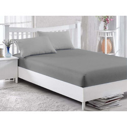 Γαρύφαλλο Σεντόνι King Size Βαμβακερό με Λάστιχο 180x200+30 Ανοιχτό Γκρι GAR-41489