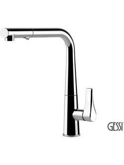 Gessi Proton 17177-031 Μπαταρία Κουζίνας Πάγκου Διπλής Παροχής Ανάμεικτη με Ντουζ Inox