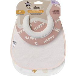 Tommee Tippee Σετ Σαλιάρες Υφασμάτινες με Αυτοκόλλητο Ροζ 2τμχ