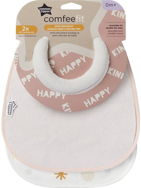 Tommee Tippee Σετ Σαλιάρες Υφασμάτινες με Αυτοκόλλητο Ροζ 2τμχ