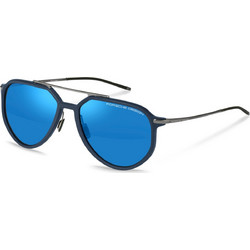 Porsche Design P8990 C Ανδρικά Γυαλιά Ηλίου Aviator Μεταλλικά Μαύρα με Μπλε Φακό