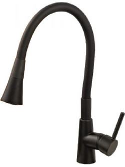 Inter Ceramic 6988354267161 Μπαταρία Κουζίνας Πάγκου Διπλής Παροχής Ανάμεικτη με Ντουζ Μαύρη
