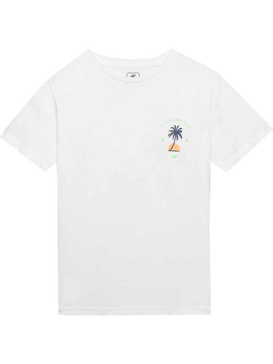 4F Παιδικό T-Shirt Κοντομάνικο Λευκό JWSS24TTSHM1130-10S