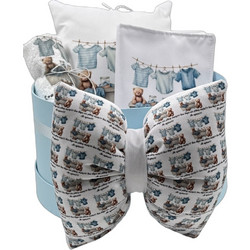 Bonjour Bebe Σετ Δώρου για Νεογέννητο Αγόρι Teddy Bears Λευκό Γαλάζιο 4τμχ