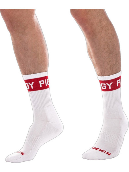 Barcode Berlin Piggy Fetish Ανδρικές Κάλτσες Ψηλές με Σχέδια Λευκές