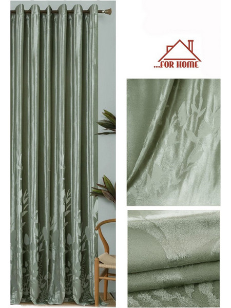 For Home Κουρτίνα Floral με Τρουκς 200x290 Terciopelo Πράσινη