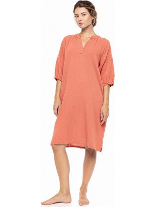 Pink Label Midi Καλοκαιρινό Καθημερινό Φόρεμα Κοραλί BN322