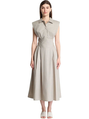 Guess Midi Καλοκαιρινό Καθημερινό Φόρεμα Μπεζ W6GKA0W2353-G8CJ