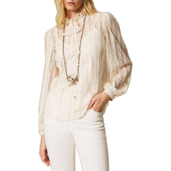 TWINSET Γυναικείο Καλοκαιρινό Top Βαμβακερό Εκρού 261TP2541-00059