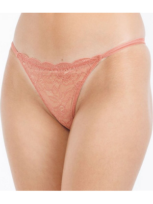 Mei Γυναικείο Sexy String με Δαντέλα Ροζ 1220
