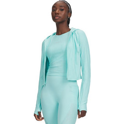 Under Armour Halo Jacquard Γυναικεία Ζακέτα Φούτερ Κοντή με Κουκούλα και Φερμουάρ Τιρκουάζ 6011036-361