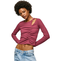 Pepe Jeans Lilly Γυναικείο Χειμερινό Crop Top Ριπ Μπορντό PL505384-371