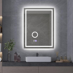 Inter Ceramic ICL 1828 Ορθογώνιος Καθρέπτης Μπάνιου Led Αντιθαμβωτικός Αφής Μεταλλικός 60x80cm ICL1828