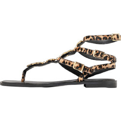 Makis Kotris Γυναικεία Σανδάλια Suede Μαύρα Μπεζ K-3017