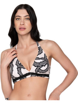Luna Bikini Top Τριγωνάκι Λευκό Μαύρο 94861