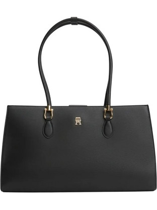 Tommy Hilfiger Γυναικεία Τσάντα Χειρός από Δερματίνη Μαύρη AW0AW18750-BDS