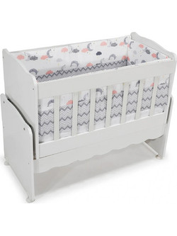 Stewe Home Σετ Κούνιας White/Pink/Grey 7τμχ