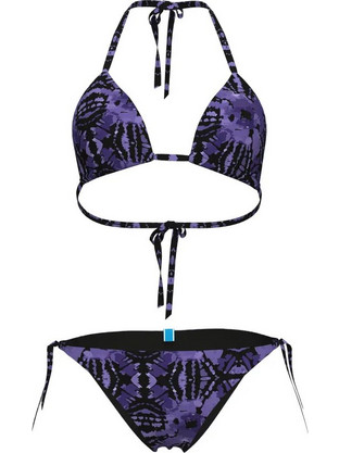 Arena Water Print Αθλητικό Bikini Set Τριγωνάκι Μαύρο Μωβ 007085-905