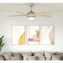 vidaXL 42035659 Ανεμιστήρας Οροφής 130cm 130W με Φως & Τηλεχειριστήριο Ασημί Μπεζ