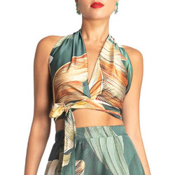 Moutaki Γυναικείο Καλοκαιρινό Crop Top Πράσινο Mint 25.01.07