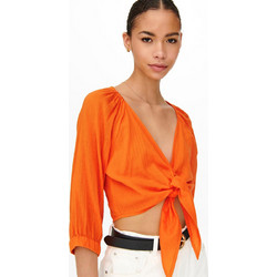 Only Γυναικείο Καλοκαιρινό Crop Top Βαμβακερό Πορτοκαλί 15260388
