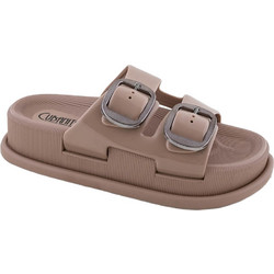 Cubanitas Γυναικείες Παντόφλες Καλοκαιρινές Flatforms Ανατομικές Αντιολισθητικές Μπεζ SD17101