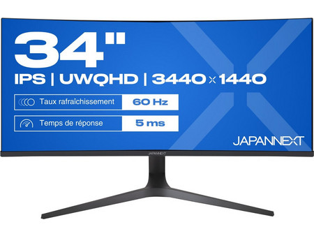 JAPANNEXT JN-IPS340UWQHD60C-C65W-HS-W Ultrawide IPS Curved Monitor 34" 3440x1440 QHD 60Hz 5ms