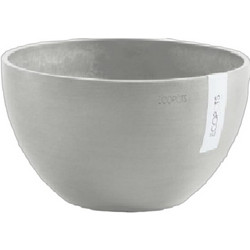 Ecopots Brussels Γλάστρα Στρογγυλή Πλαστική Λευκή Γκρι 30x14cm EBR74.001.30S