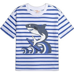 Dpam Stripped Shark Παιδικό T-Shirt Κοντομάνικο Λευκό Μπλε ZOCHTI4