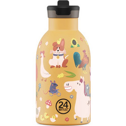 24Bottles Farm Friends Παιδικό Παγούρι Θερμός Ανοξείδωτο BPA Free με Καλαμάκι Πορτοκαλί 330ml