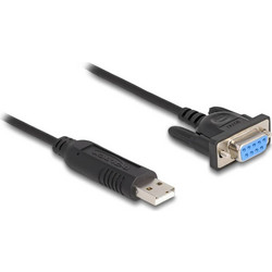 DeLOCK 67382 Καλώδιο RS-232 DB9 Female to USB-A 1.8m Black
