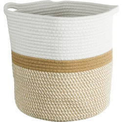 Globostar Ithaki Κασπώ Καλάθι Δαπέδου Μπεζ Λευκό Καφέ 30x30cm 20325